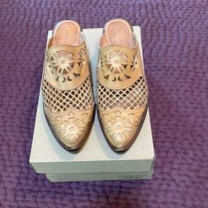 Women’s leather mules, slides, western .  Size 39, 8.5.